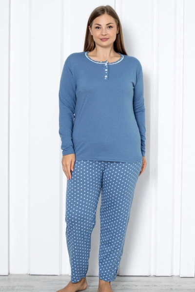 Royalfashion Женски памучен комплект от 2 части с точки PLUS SIZE