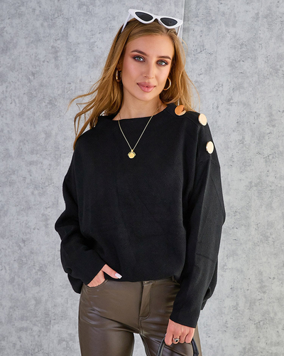 Royalfashion Тънък дамски пуловер с декорации на раменете