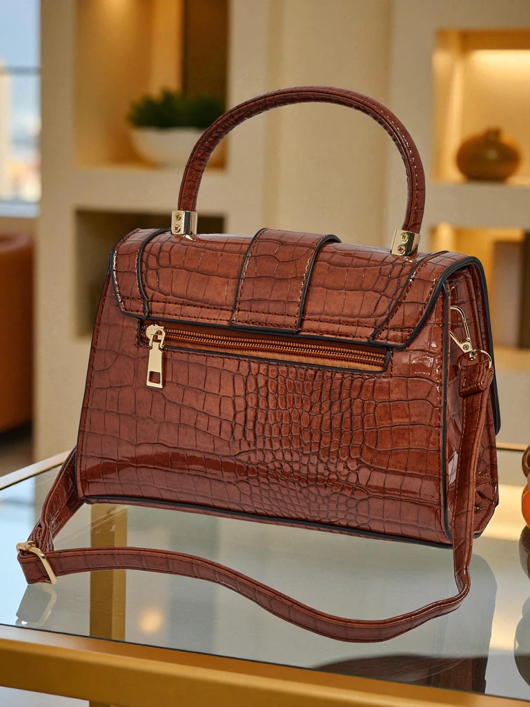 Лакирана малка дамска чанта от еко кожа Lunaya