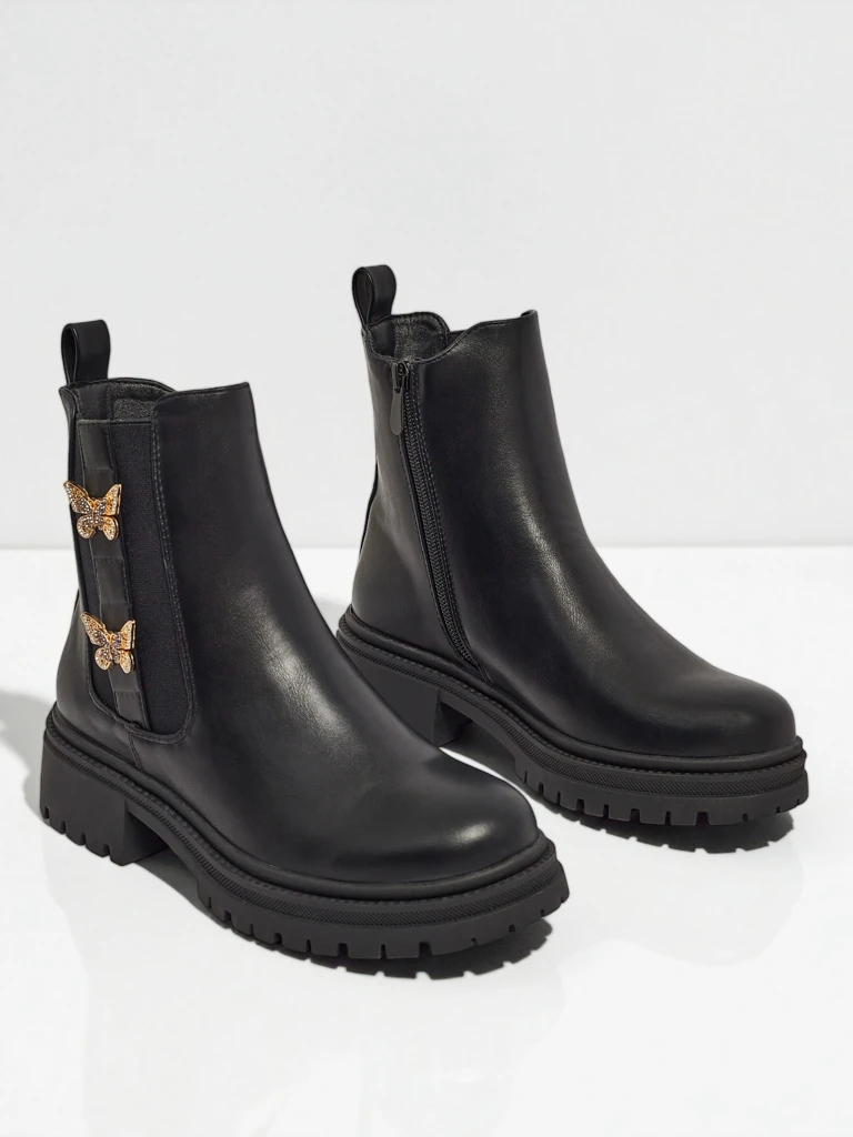 Еко кожени дамски боти с пеперуди Bravelle