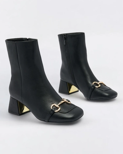 Royalfashion Черни дамски ботуши с нисък ток Referra