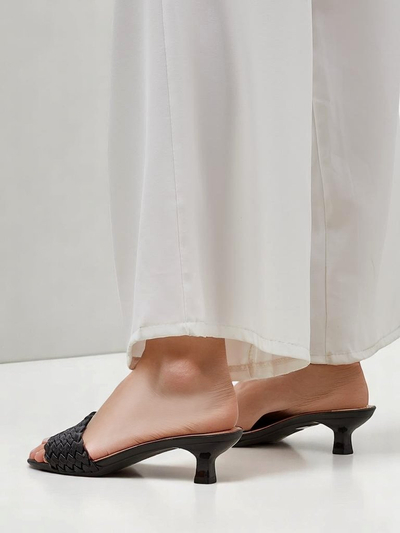 Сандали Callista Nero – Черни дамски обувки на токчета от екологична кожа, лято