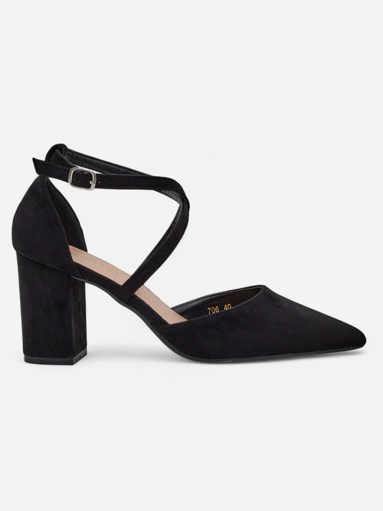 Royalfashion дамски еко-замшени помпи с каишки Kanastru