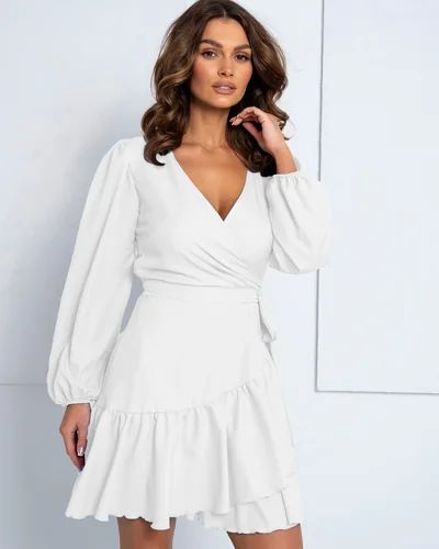 Рокля с връзки и волани Royalfashion за жени