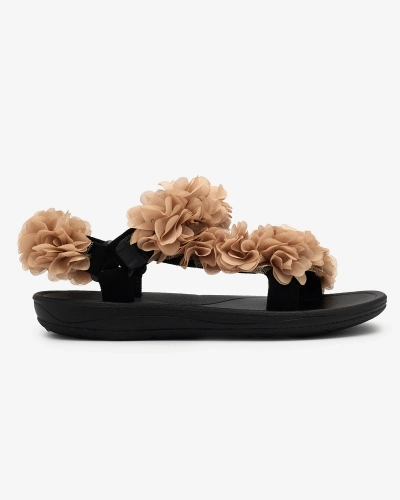 Royalfashion Бежови дамски сандали с цветя Alferroy