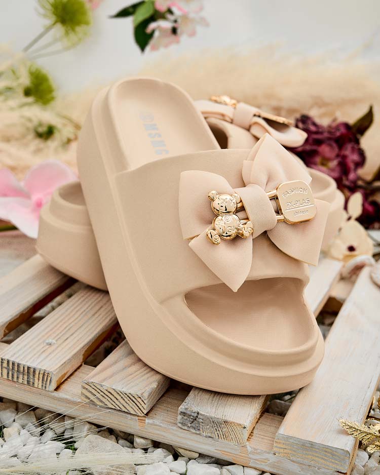 Royalfashion Дамски гумени джапанки с декоративна панделка Apis