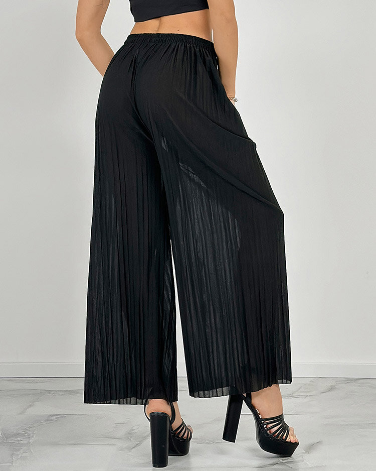 Royalfashion Дамски широки плисирани панталони