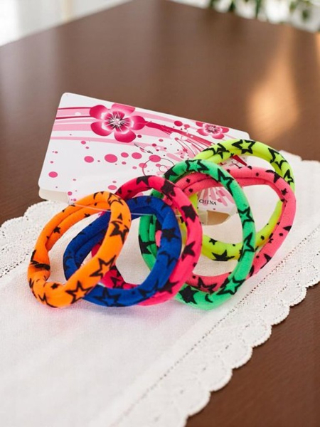 Royalfashion Комплект от 6 цветни ластика за коса Starina с звездички