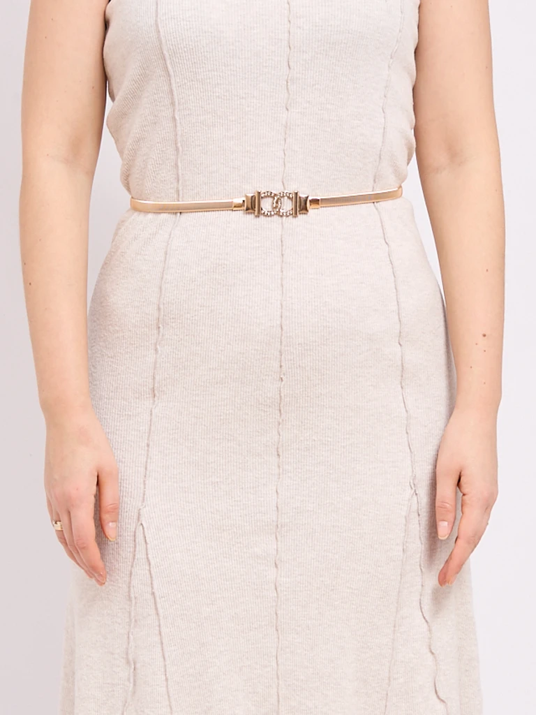 Aurelia Roma – Златист тънък дамски метален колан с декоративна катарама