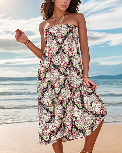 Royalfashion Дамска миди рокля с принт