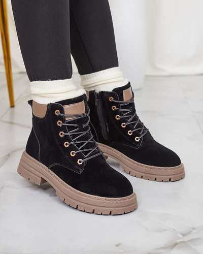 Royalfashion Черно-кафяви дамски изолирани ботуши тип "трапер" Radoras