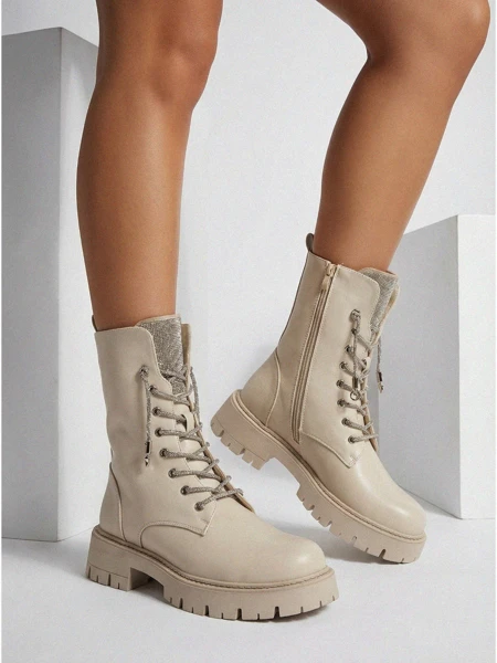 Дамски еко кожени боти с връзки Farly