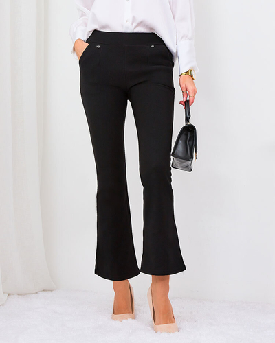 Royalfashion Черни дамски клинове от екокожа a'la bells