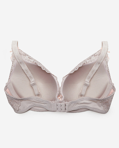 Różowo-szary koronkowy biustonosz damski - Bielizna