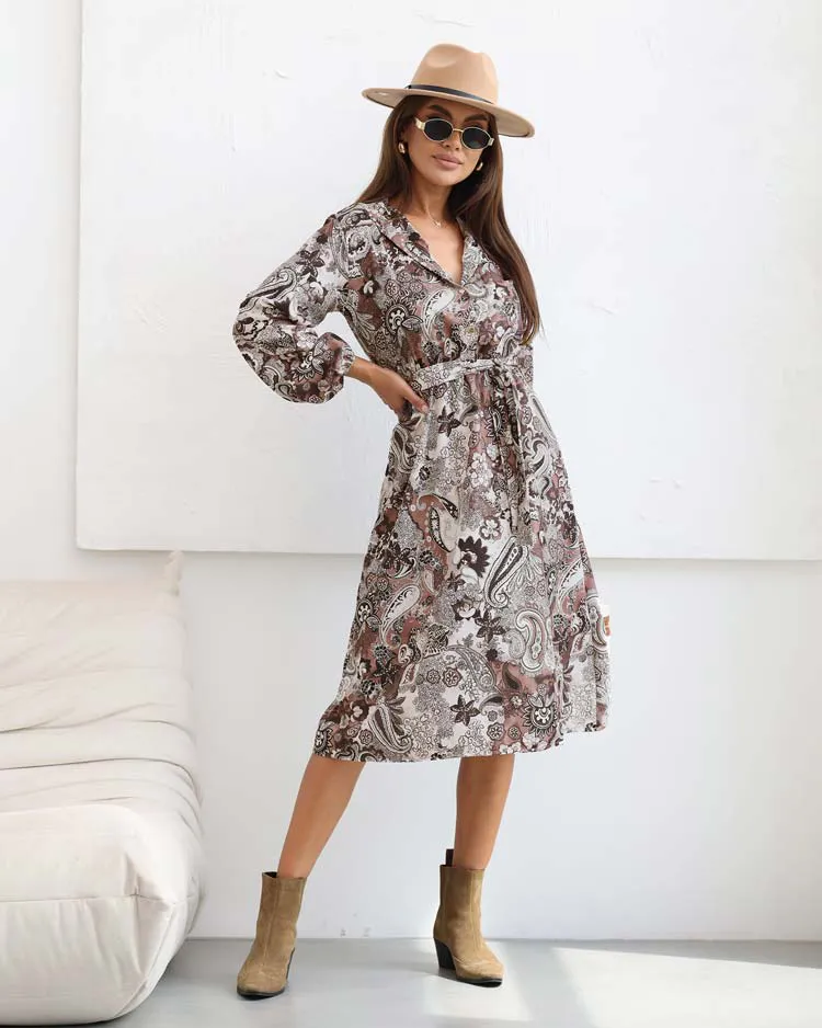 Royalfashion Дамска миди рокля с принт