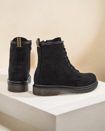 Дамски обувки от еко-велур и еко-кожа на краста Royalfashion с връзки на глезена модел Rullo