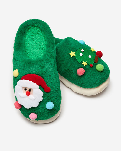 Royalfashion Коледни дамски чехли в зелено Fertemse