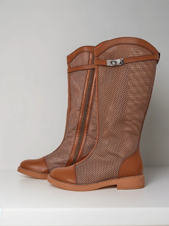 Royalfashion Високи перфорирани дамски боти Овиттоle