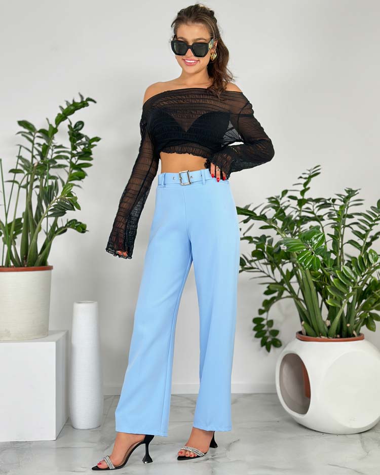 Royalfashion Дамски широки панталони от плат