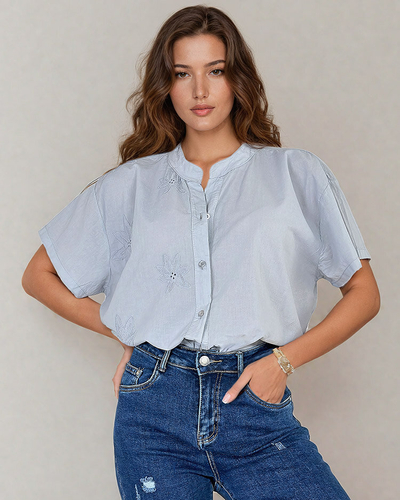 Royalfashion Дамска риза oversize с бродерия