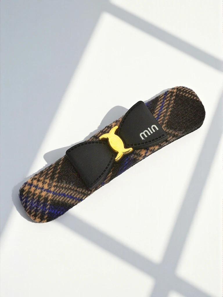 Royalfashion Карирана шнола за коса с панделка