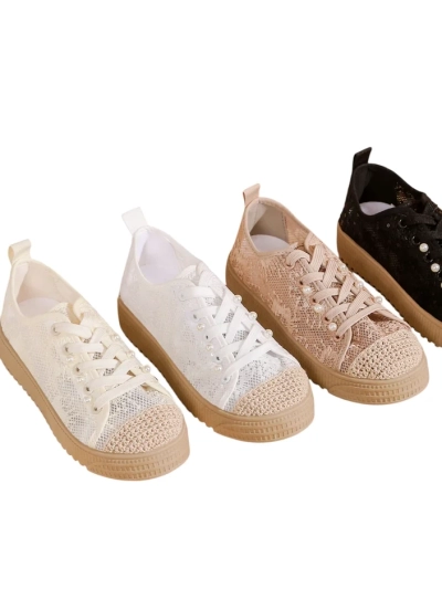 Royalfashion Женски маратонки с дантела и пайети Nille