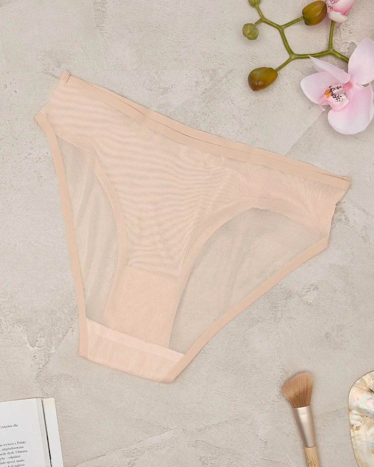 Royalfashion Бежови дамски мрежести бикини