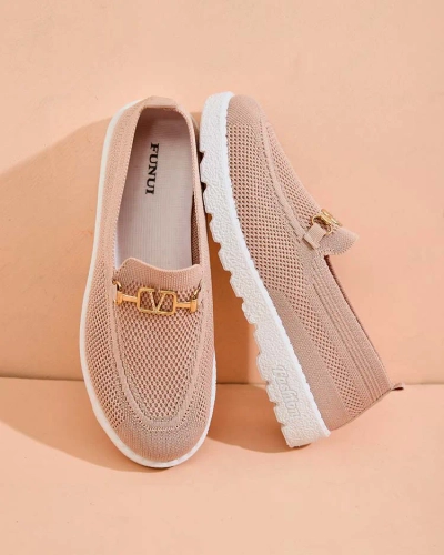 Royalfashion Дамски мокасини от плат със златна украса Erticae