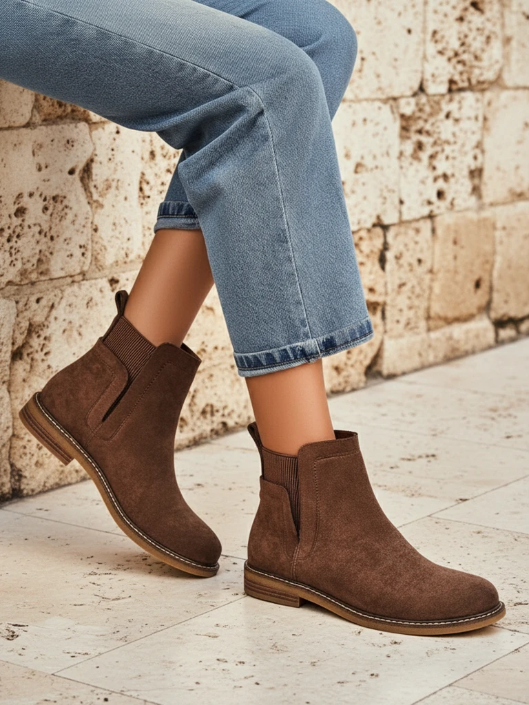 Дамски боти в стил Челси от еко-велур Veysi