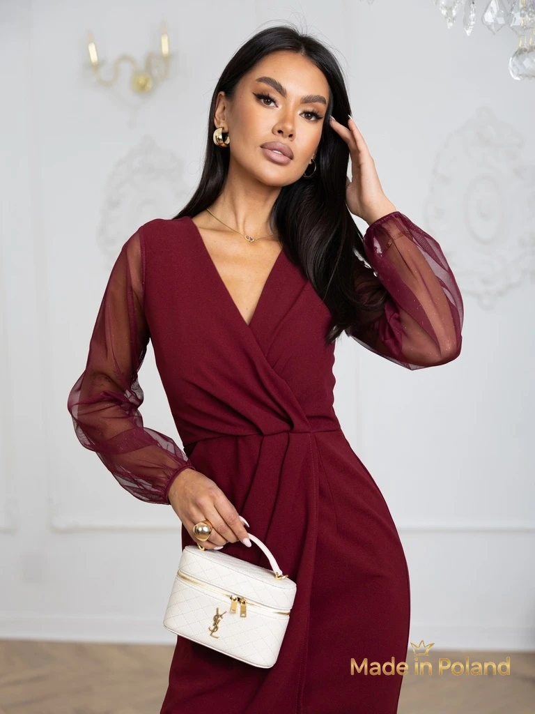 Елегантна дамска мини рокля с ръкави от мрежа Melisa