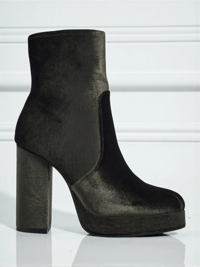 Дамски боти на ток, имитация на велур, Miss