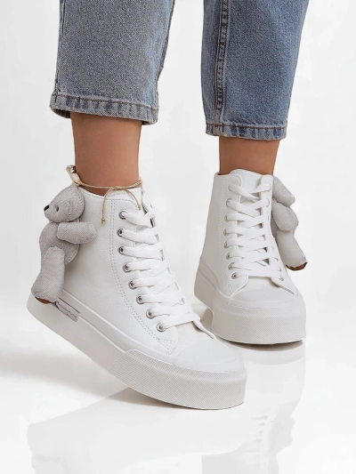 Royalfashion Дамски високи кецове с мече Теди