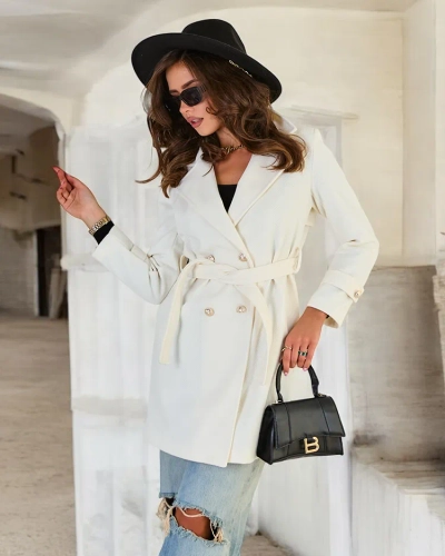 Royalfashion Дамско палто с връзки