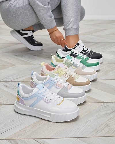 Черни дамски спортни обувки от екокожа с бели вложки Netiris - Обувки