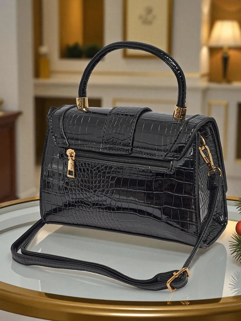 Лакирана малка дамска чанта от еко кожа Lunaya