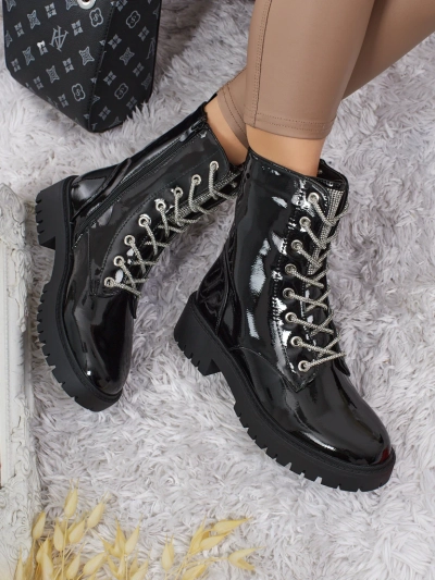 Лакирани дамски боти с връзки Fjorra