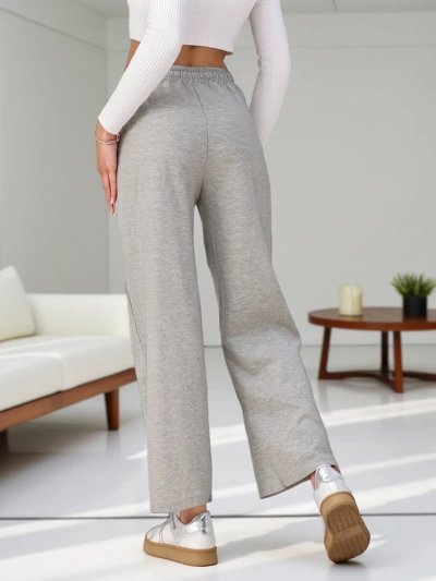 Royalfashion Женски широки плетени спортни панталони с цирконий