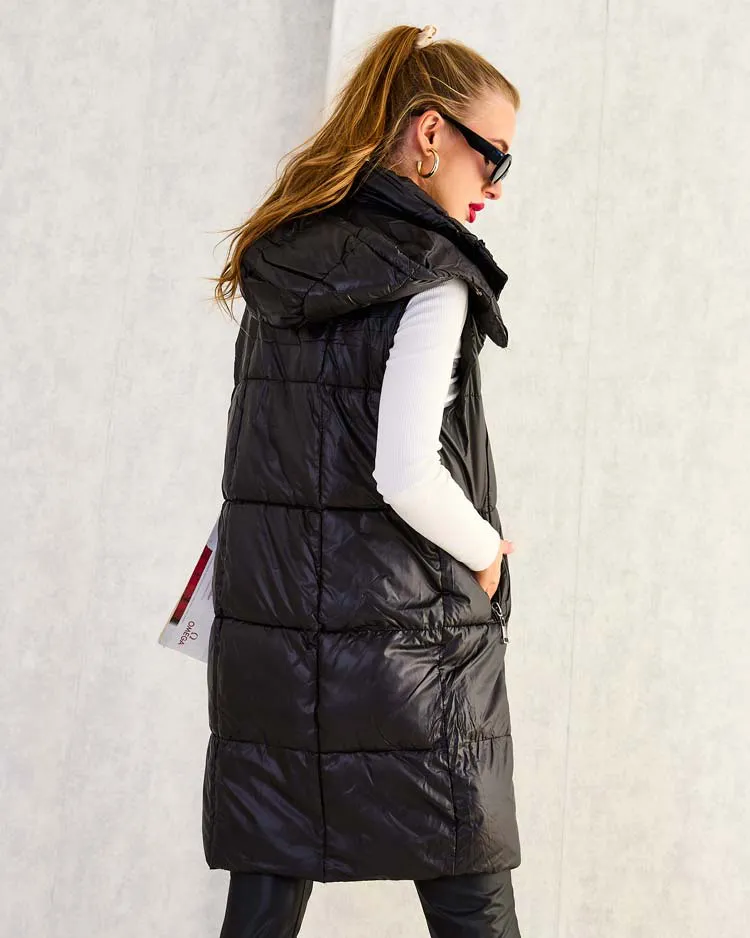 Royalfashion Дълга дамска жилетка с шевове