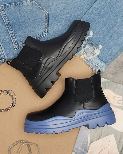 Черни дамски ботуши на лилава подметка Beja - Обувки