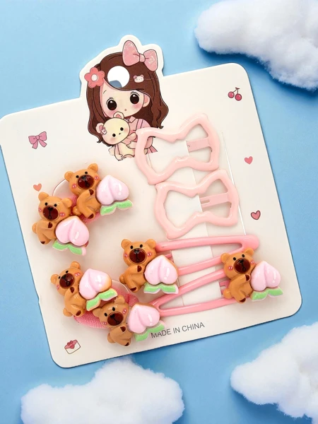 Комплект шноли за коса с мотиви мече и панделка