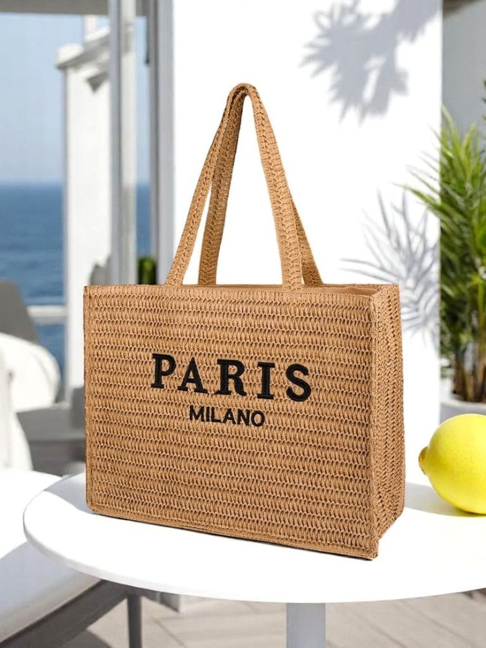 Royalfashion Голяма сламена дамска чанта Paris Milano