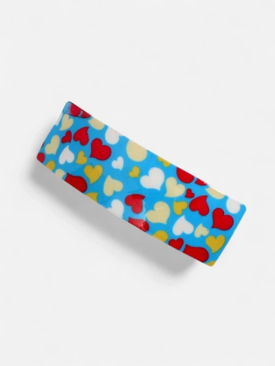 Цветна детска шнола за коса със сърчица