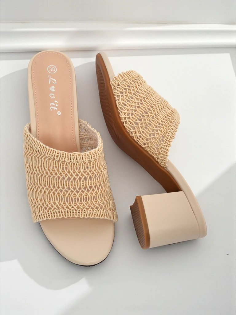 Royalfashion Дамски чехли на ток тип стълб Sole Bloom