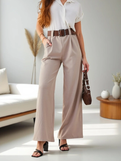 Royalfashion Широки дамски панталони с колан