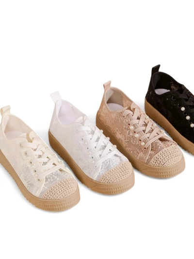 Royalfashion Дамски кецове от дантела с пайети Nille