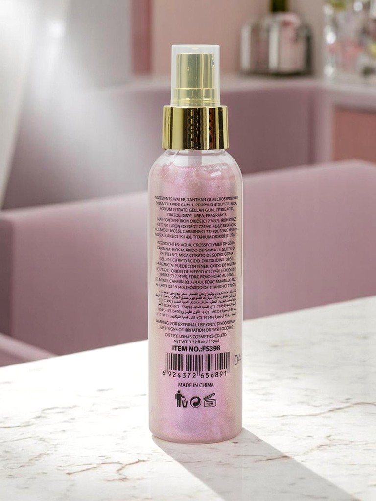 USHAS Summer Spray – Течен хайлайтър за лице и тяло Розов