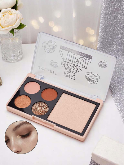 Палитра от 4 сенки за очи с блясък и хайлайтър Ruby Glamour