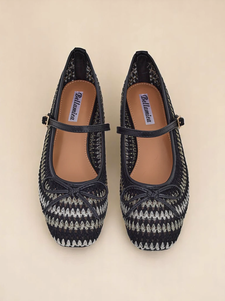 Royalfashion дамски плетени балеринки с каишка Vanot