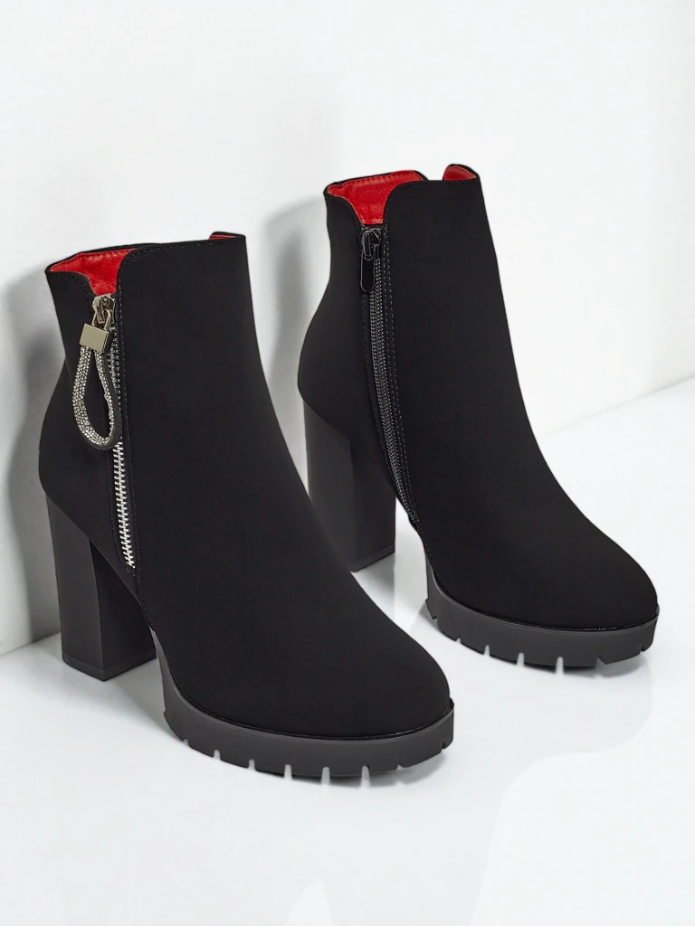 Дамски еко кожени боти до глезена на ток Marellin