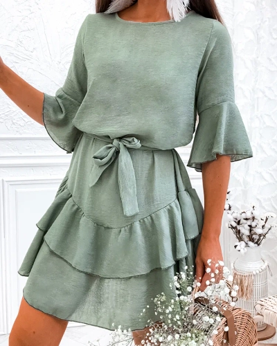 Royalfashion Ленена дамска мини рокля